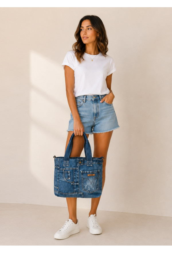 Τσάντα Ώμου & Χιαστί denim tote 