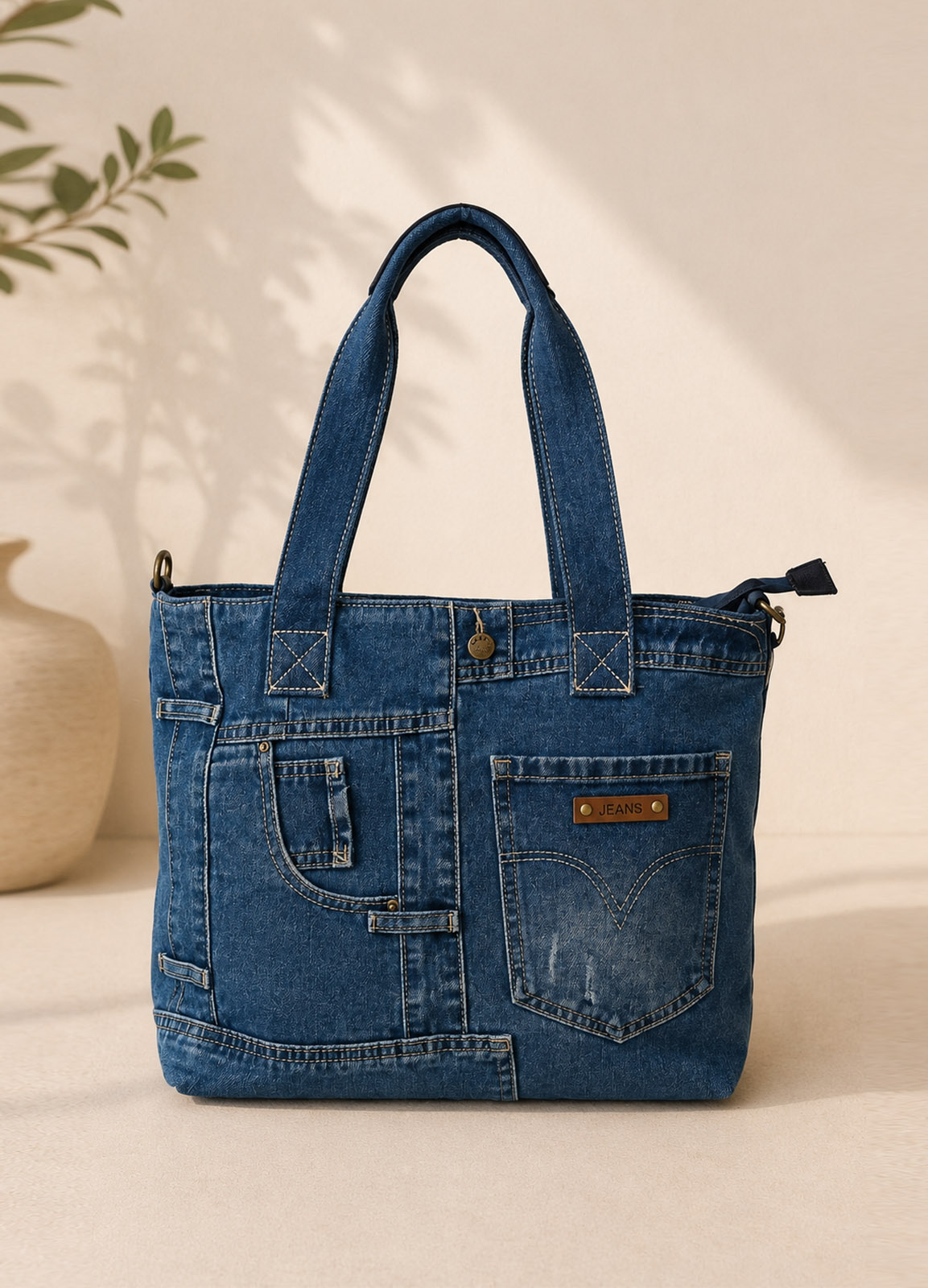 Τσάντα Ώμου & Χιαστί denim tote 