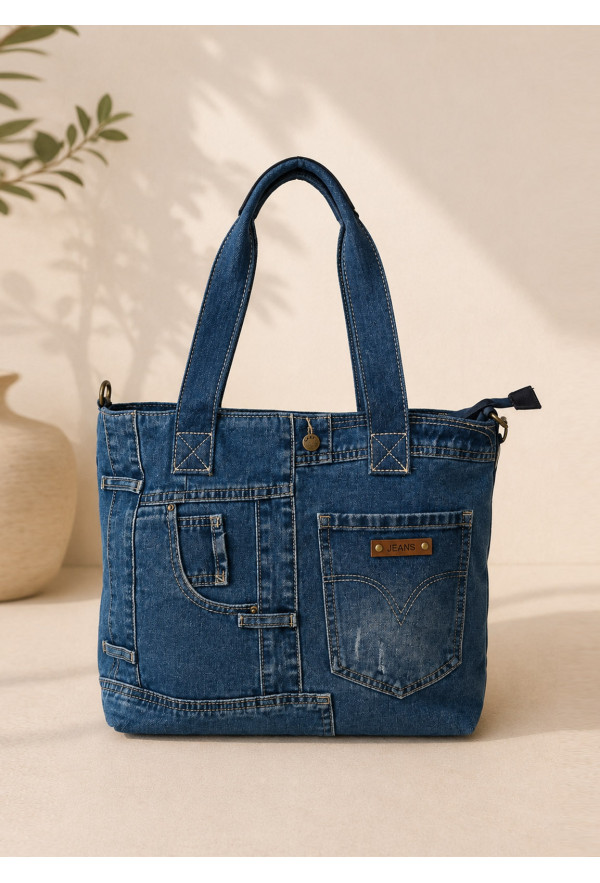 Τσάντα Ώμου & Χιαστί denim tote 