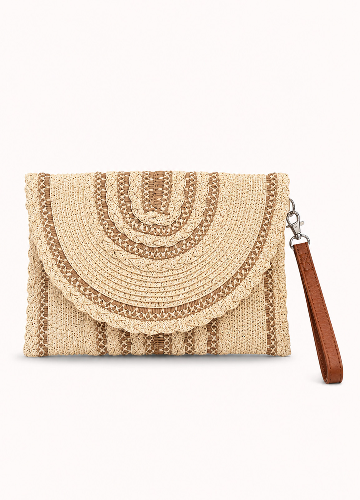 Ψάθινη Boho Τσάντα Φάκελος Beige