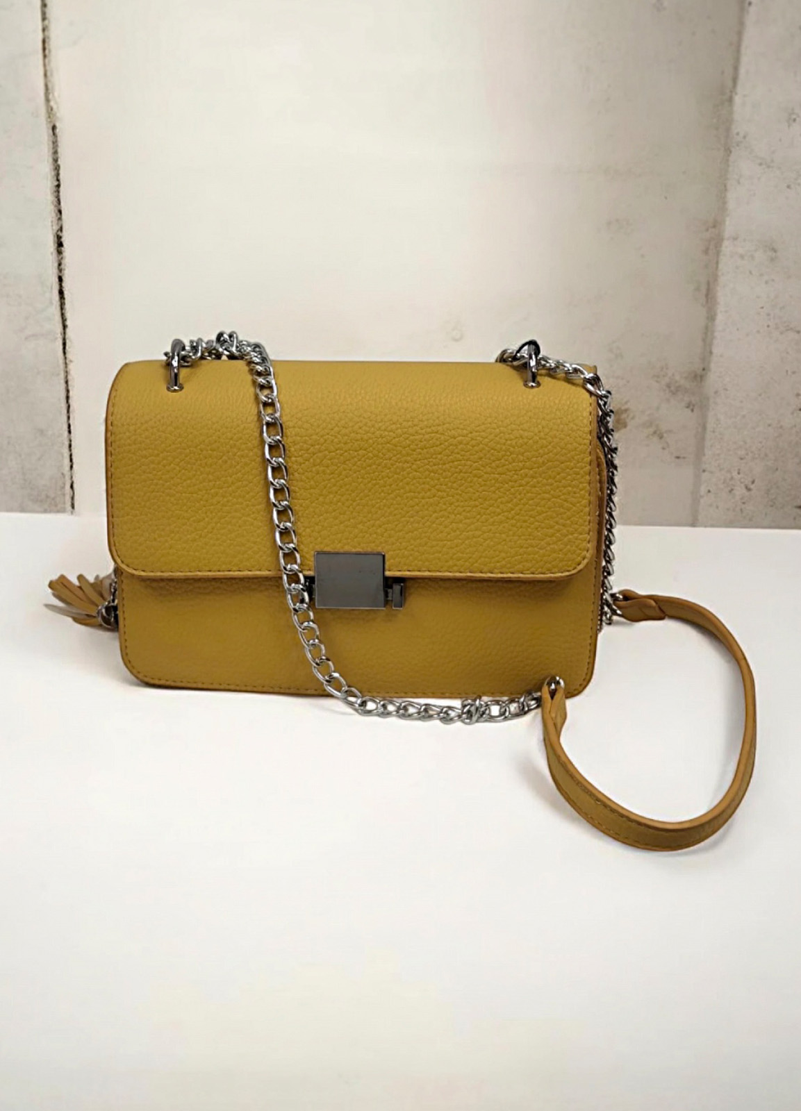 Τσάντα Ώμου/Χιαστί  Τεχνόδερμα με Κρόσσια