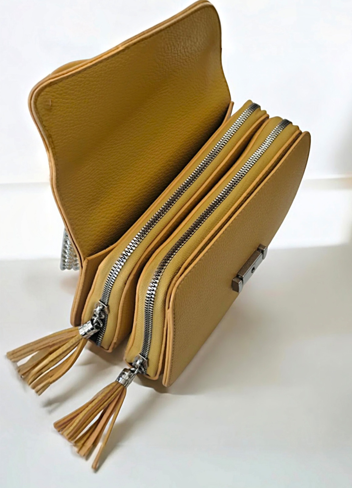 Τσάντα Ώμου/Χιαστί  Τεχνόδερμα με Κρόσσια