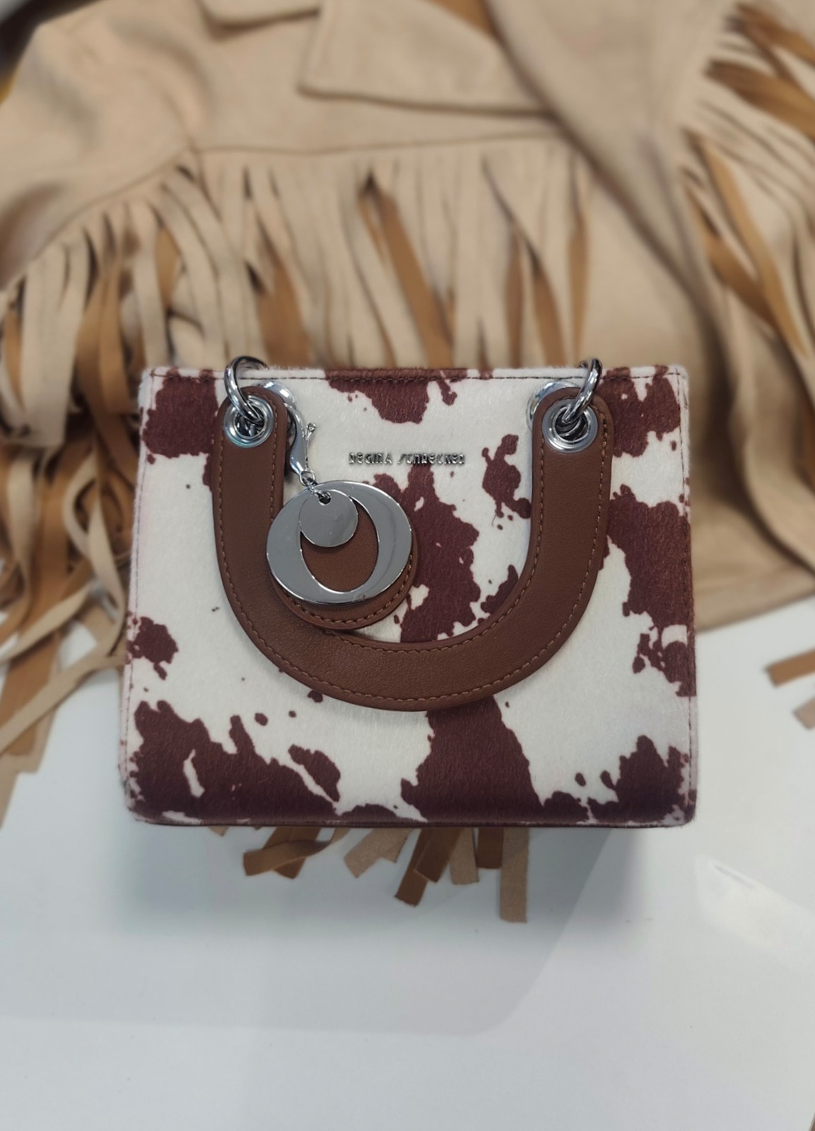 Τσάντα Χειρός & Χιαστί Cow Animal Print