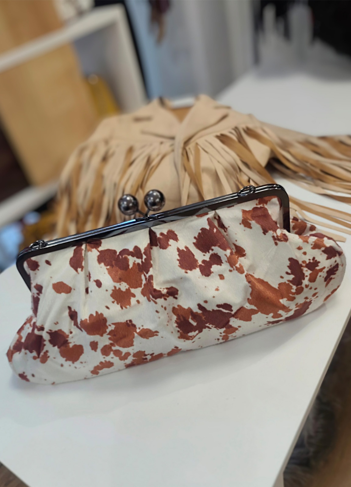 Τσάντα Χειρός & ώμου Clutch Cow Animal Print