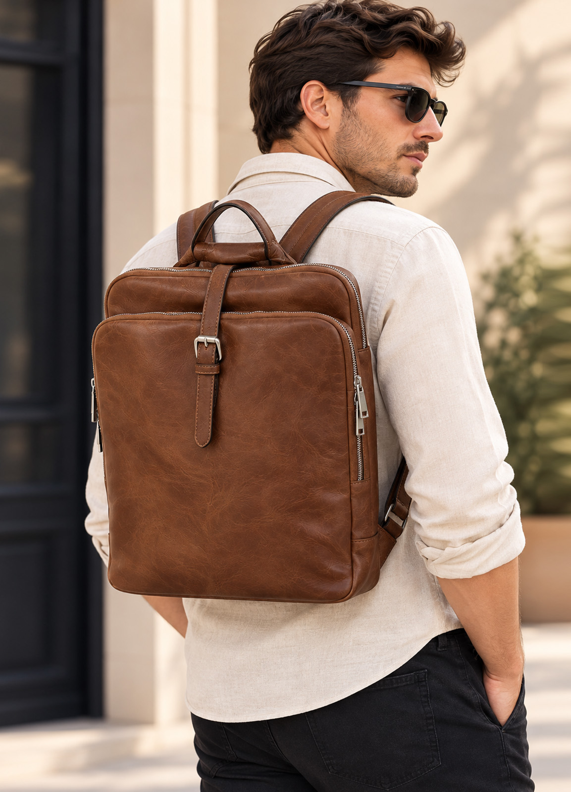 Πολυμορφικό Backpack 2 σε 1 από Τεχνόδερμα – Brown Vintage
