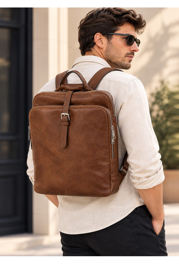 Πολυμορφικό Backpack 2 σε 1 από Τεχνόδερμα – Brown Vintage