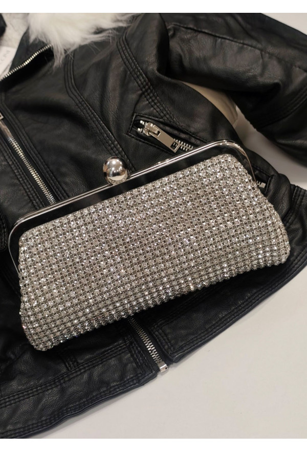 Τσαντάκι Clutch Χειρός & Ώμου με Κρυσταλλάκια – Ασημί Τσαντάκι Clutch Χειρός & Ώμου με Κρυσταλλάκια – Ασημί