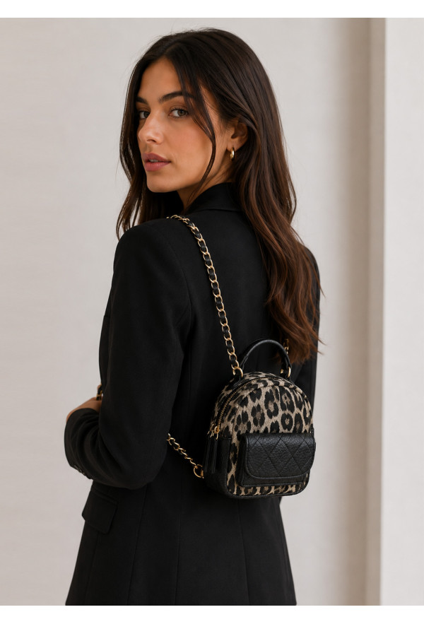 Mini Backpack Grey Leopard