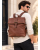 Backpack από Τεχνόδερμα σε Vintage Στυλ Brown