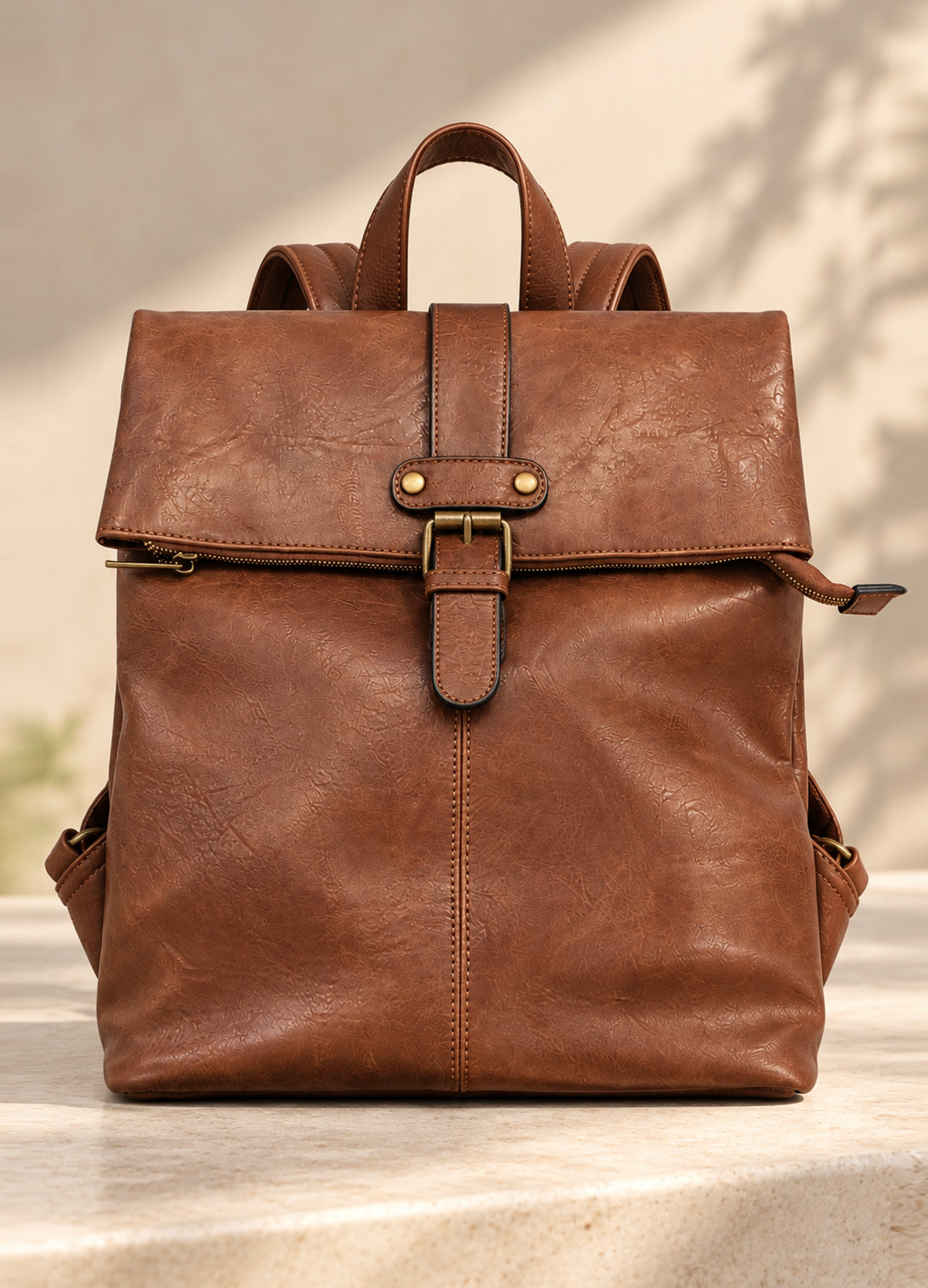 Backpack από Τεχνόδερμα σε Vintage Στυλ Brown