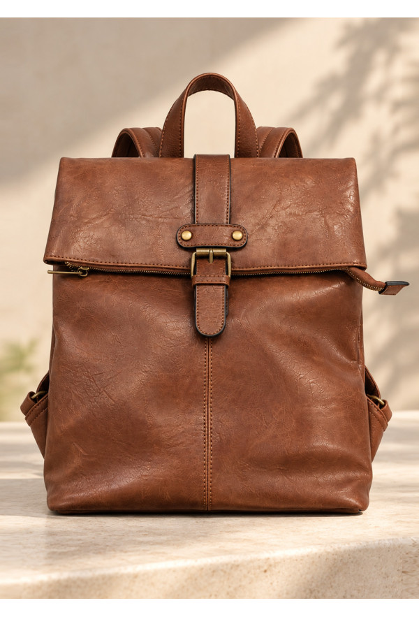 Backpack από Τεχνόδερμα σε Vintage Στυλ Brown