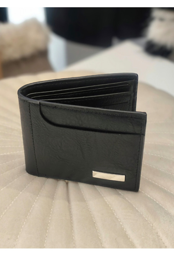Ανδρικό Πορτοφόλι από Τεχνόδερμα Black