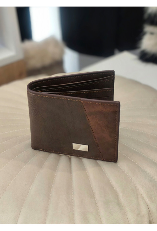 Ανδρικό Πορτοφόλι από Τεχνόδερμα Brown