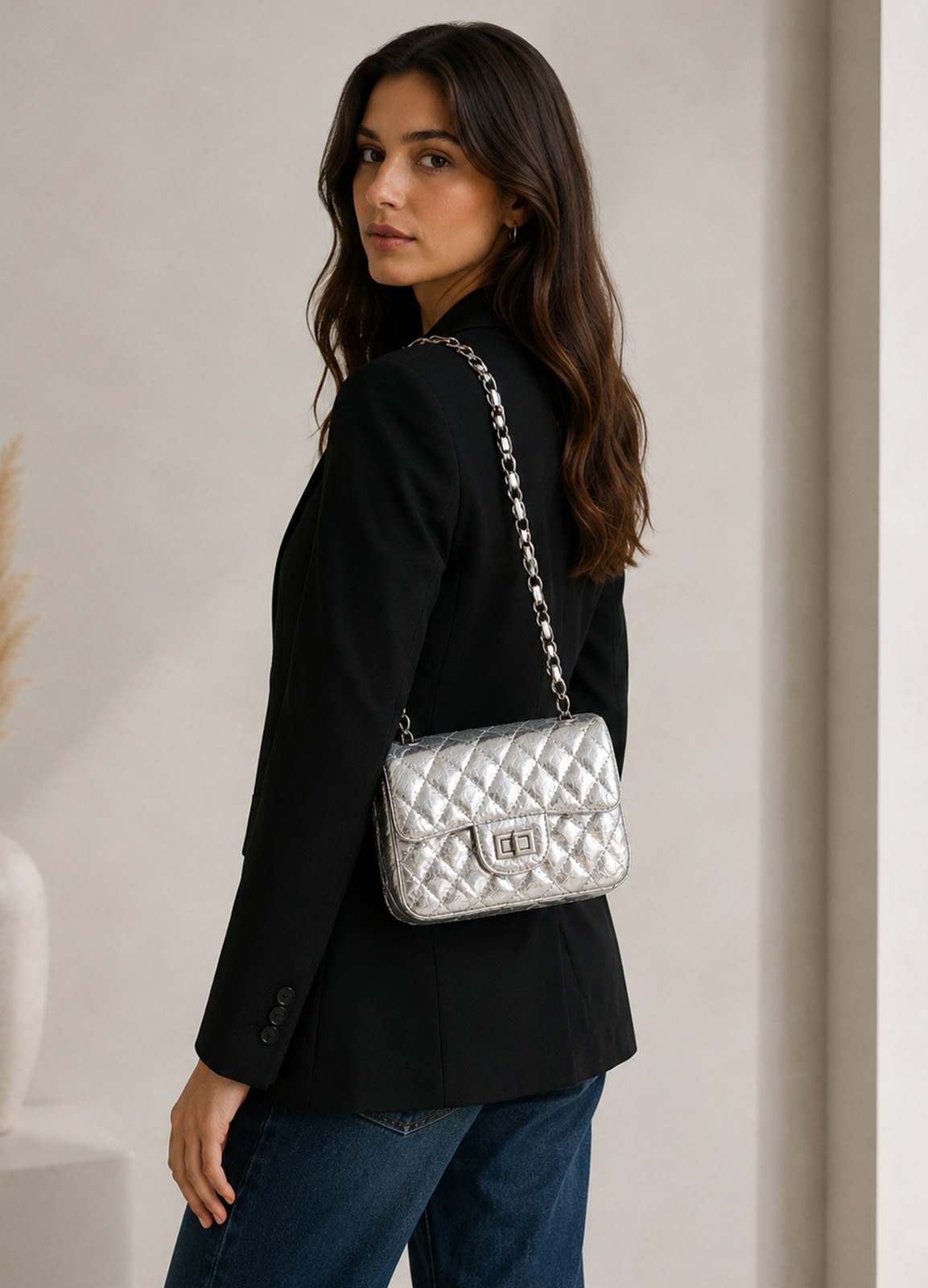 Τσάντα Mini shoulder Silver