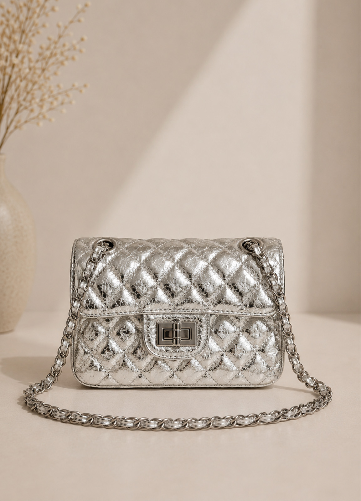 Τσάντα Mini shoulder Silver