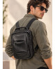 Ανδρικό Μικρό Πολυμορφικό Backpack από Τεχνόδερμα με Θύρα USB – Black