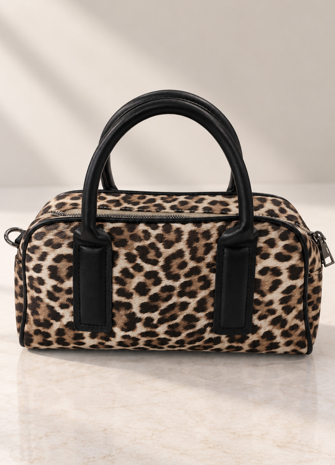 Τσάντα Ώμου/χειρός Animal Print με Μαύρες Λεπτομέρειες 