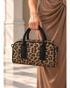 Τσάντα Ώμου/χειρός Animal Print με Μαύρες Λεπτομέρειες Brown